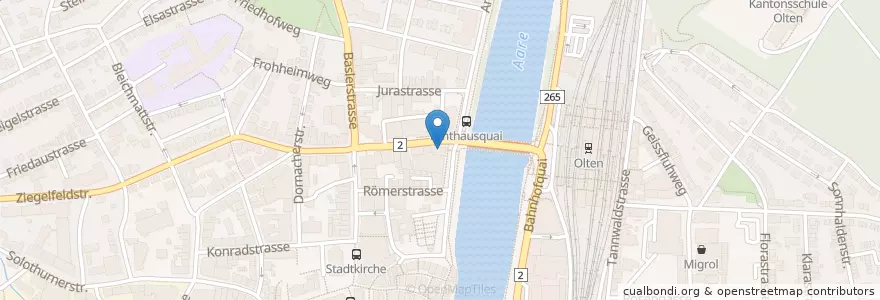 Mapa de ubicacion de Stadttheater Olten en Schweiz/Suisse/Svizzera/Svizra, Solothurn, Amtei Olten-Gösgen, Bezirk Olten, Olten.