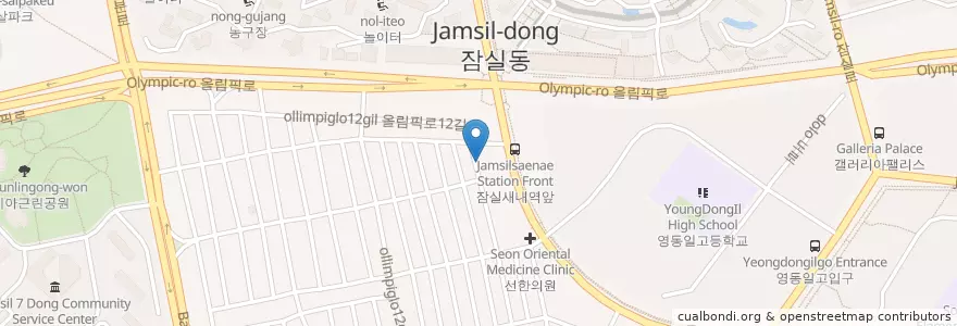 Mapa de ubicacion de 커피바이 en 大韓民国, ソウル, 松坡区.