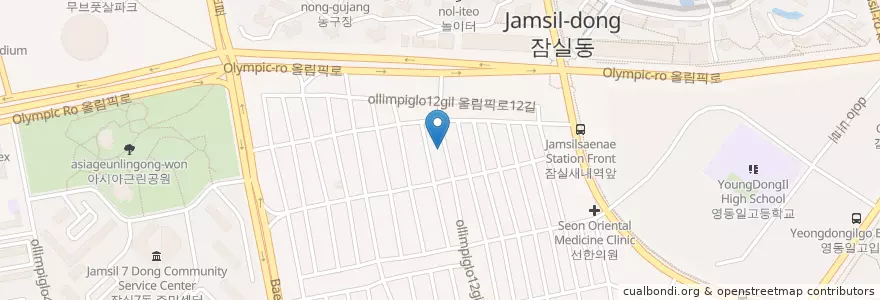 Mapa de ubicacion de 통통닭 en Güney Kore, Seul, 송파구.