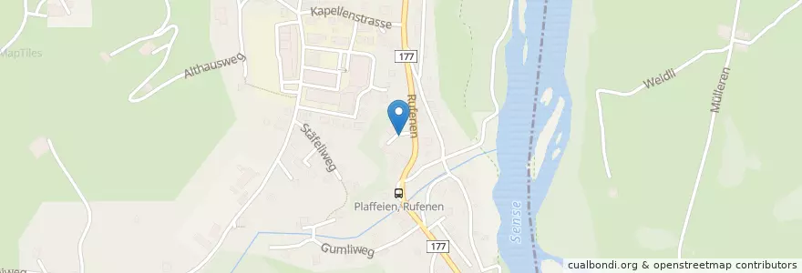 Mapa de ubicacion de Werkhof Rufenen en Schweiz/Suisse/Svizzera/Svizra, Fribourg/Freiburg, Sensebezirk, Plaffeien.