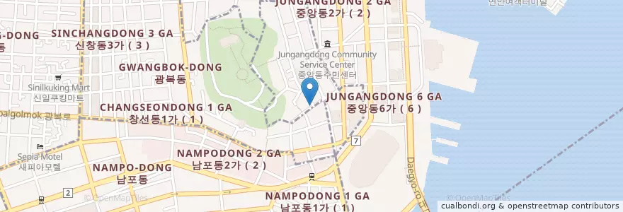 Mapa de ubicacion de 섬진강재첩국전문점 en 대한민국, 부산, 중구.