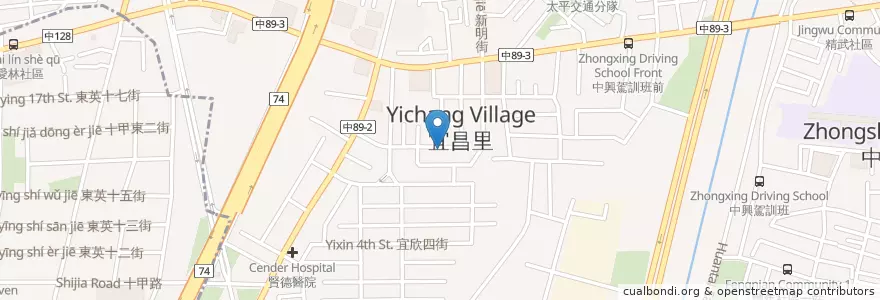 Mapa de ubicacion de Yuehou Temple en Taiwan, Taichung, Taiping District.