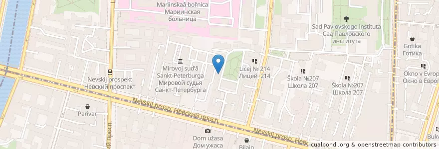 Mapa de ubicacion de Первый шаг в кино en Russie, District Fédéral Du Nord-Ouest, Oblast De Léningrad, Saint-Pétersbourg, Центральный Район.