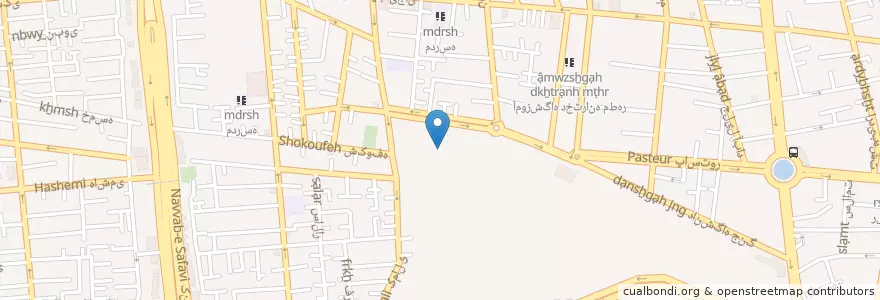 Mapa de ubicacion de دانشگاه جنگ en İran, Tahran Eyaleti, شهرستان تهران, Tahran, بخش مرکزی شهرستان تهران.