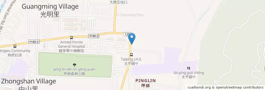 Mapa de ubicacion de 無名大飯糰 湯包 en Taiwan, Taichung, Distretto Di Taiping.