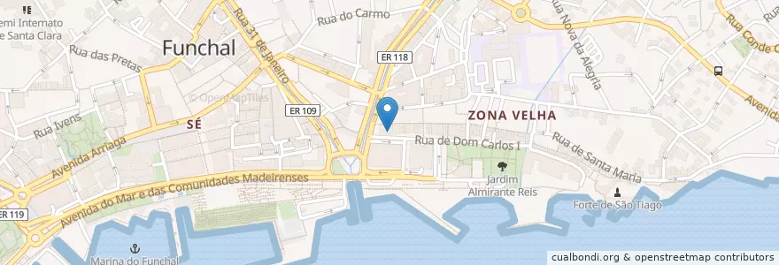 Mapa de ubicacion de Snack Bar Nova Esperança en ポルトガル, Funchal (Santa Maria Maior).