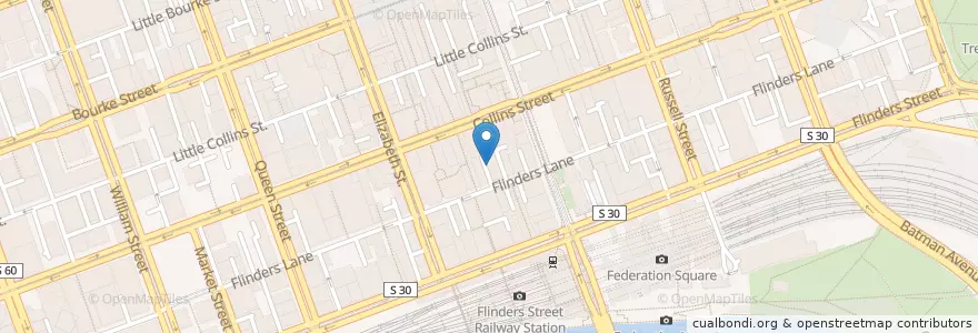 Mapa de ubicacion de Euro Lane Cafe en Australië, Victoria, City Of Melbourne.