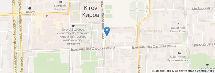 Mapa de ubicacion de Научная библиотека ВятГУ en ロシア, 沿ヴォルガ連邦管区, キーロフ州, キーロフ管区.