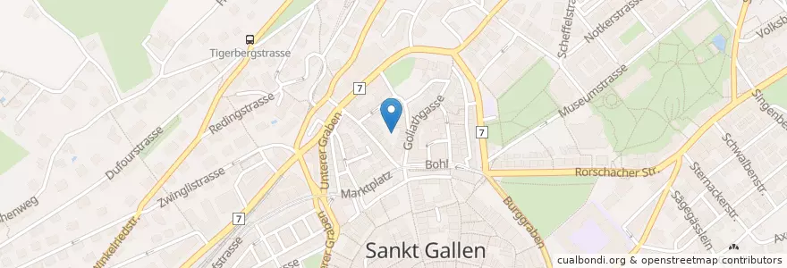 Mapa de ubicacion de Gschwend en Швейцария, Санкт-Галлен, Wahlkreis St. Gallen, St. Gallen.