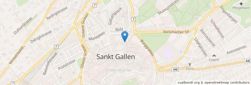 Mapa de ubicacion de Spitalkeller en Switzerland, Sankt Gallen, Wahlkreis St. Gallen, St. Gallen.