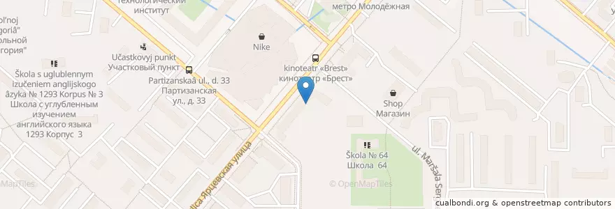 Mapa de ubicacion de Автошкола на Молодежной en Rusland, Centraal Federaal District, Moskou, Западный Административный Округ, Район Кунцево.