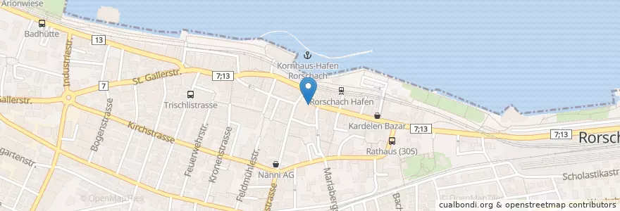 Mapa de ubicacion de Kornhausstube en Switzerland, Sankt Gallen, Wahlkreis Rorschach, Rorschach.