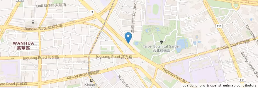 Mapa de ubicacion de 樂品軒 植物園店 en Taiwan, 新北市, Taipei, 萬華區, 中正區.