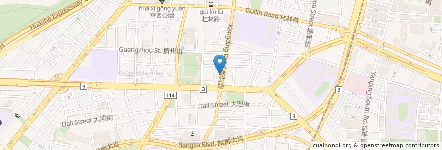 Mapa de ubicacion de 派克脆皮雞排(康定店) en Taiwan, 新北市, Taipei, 萬華區.