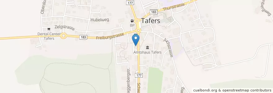 Mapa de ubicacion de Maggenberg en Schweiz/Suisse/Svizzera/Svizra, Fribourg/Freiburg, Sensebezirk, Tafers.
