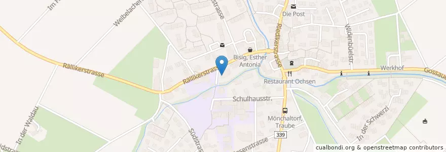 Mapa de ubicacion de Ristorante Pizzeria Wollenhof en İsviçre, Zürih, Bezirk Uster, Mönchaltorf.