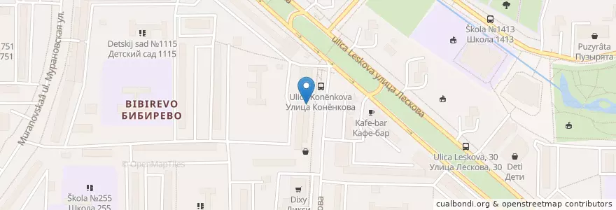 Mapa de ubicacion de Библиотека №77 en Россия, Центральный Федеральный Округ, Москва, Северо-Восточный Административный Округ, Район Бибирево.