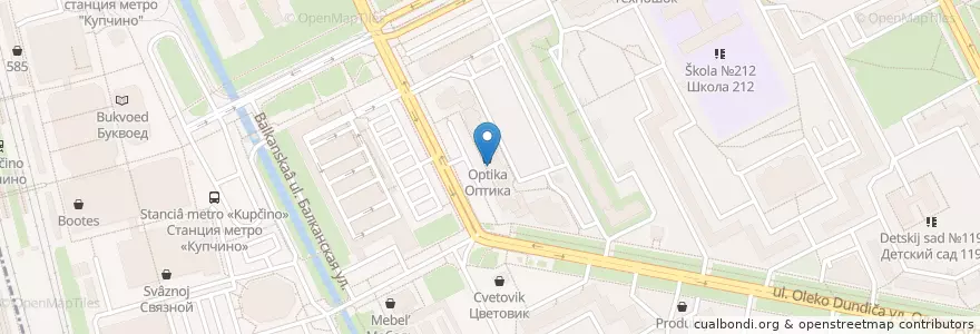 Mapa de ubicacion de Озерки en Russland, Föderationskreis Nordwest, Oblast Leningrad, Sankt Petersburg, Фрунзенский Район, Балканский Округ.
