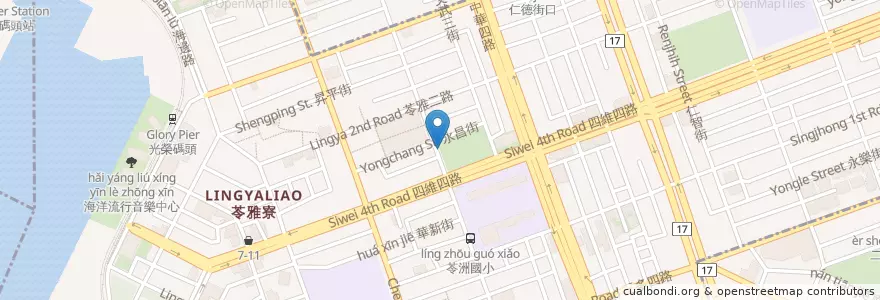 Mapa de ubicacion de 苓雅水餃大王 en 台湾, 高雄市, 苓雅区.