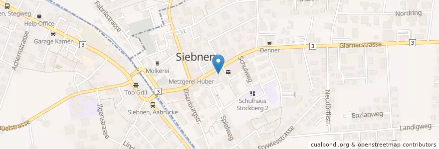 Mapa de ubicacion de Spielhof Bistro en Schweiz/Suisse/Svizzera/Svizra, Schwyz, March, Schübelbach.