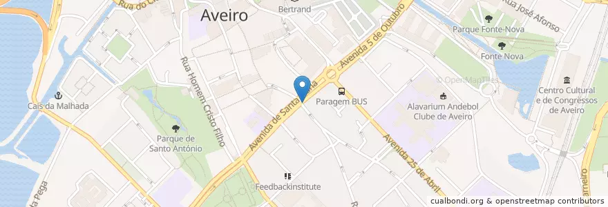 Mapa de ubicacion de Património café en 포르투갈, Aveiro, Centro, Baixo Vouga, Aveiro, Glória E Vera Cruz.