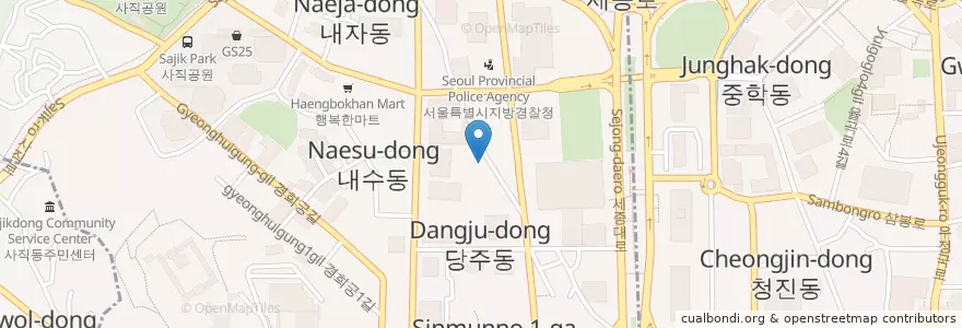 Mapa de ubicacion de 고요채 en Südkorea, Seoul, 종로구, 사직동.