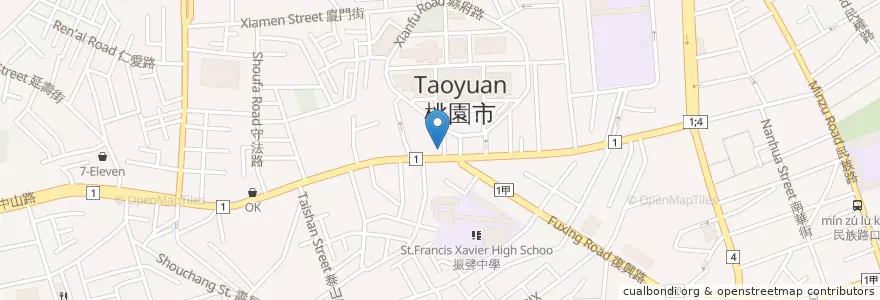Mapa de ubicacion de 孫東寶台式牛排專賣店 en 타이완, 타오위안 시, 타오위안 구.