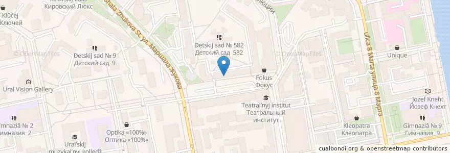 Mapa de ubicacion de Библиотечный информационный центр en ロシア, ウラル連邦管区, スヴェルドロフスク州, エカテリンブルク管区.