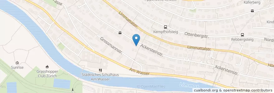Mapa de ubicacion de Kindergarten Ackersteinstrasse en Suisse, Zurich, District De Zurich, Zurich.