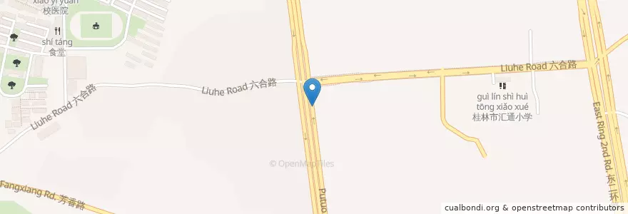 Mapa de ubicacion de 东环菜市 en China, Quancim, 桂林市, 七星区.