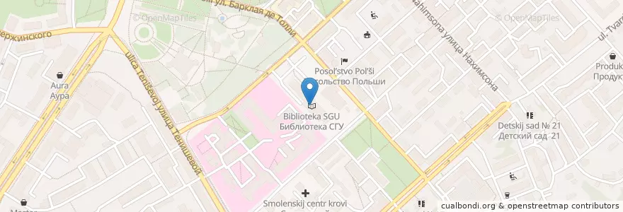 Mapa de ubicacion de Библиотека СГУ en Russland, Föderationskreis Zentralrussland, Oblast Smolensk, Smolenski Rajon, Городской Округ Смоленск.