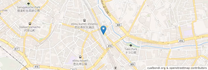 Mapa de ubicacion de 東三丁目公衆便所 en Japan, 東京都, 渋谷区.