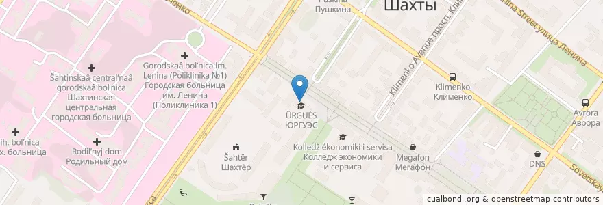 Mapa de ubicacion de Библиотека ИСОиП (филиала) ДГТУ en روسيا, منطقة فيدرالية جنوبية, روستوف أوبلاست, Городской Округ Шахты.
