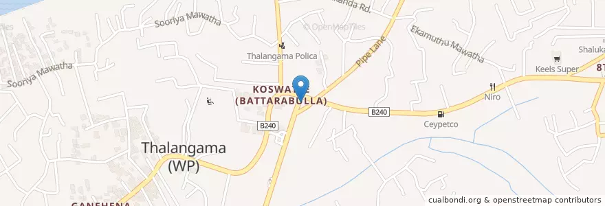 Mapa de ubicacion de HNB Koswatte en Sri Lanka, බස්නාහිර පළාත, කොළඹ දිස්ත්‍රික්කය.