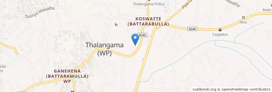 Mapa de ubicacion de Thalangama Hospital en Шри-Ланка, Западная Провинция, Округ Коломбо.
