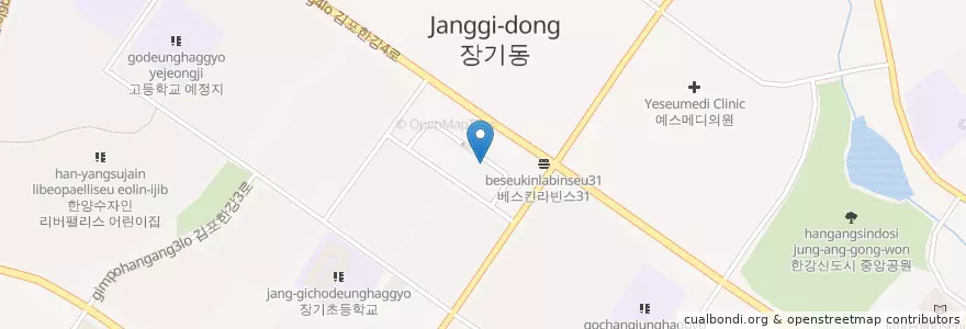 Mapa de ubicacion de 이디야 카페 en 대한민국, 경기도, 김포시.