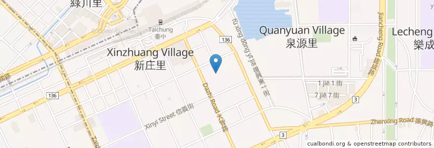 Mapa de ubicacion de 新福宮三府王爺 en Taiwan, Taichung, Distretto Orientale.