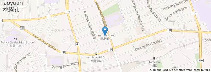 Mapa de ubicacion de 老袁牛肉麵 en 타이완, 타오위안 시, 타오위안 구.