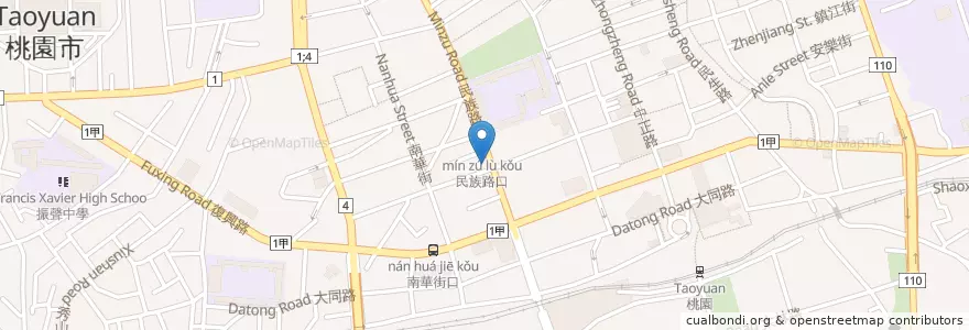 Mapa de ubicacion de 周師傅燒肉飯 en Taiwan, Taoyuan, Taoyuan.