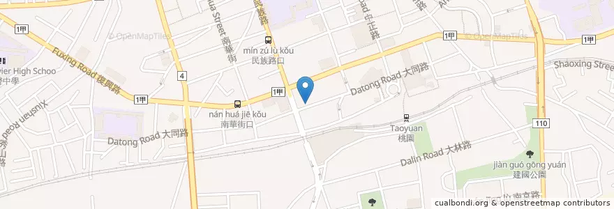 Mapa de ubicacion de 麥食達韓式料理 en Taiwan, 桃園市, 桃園區.