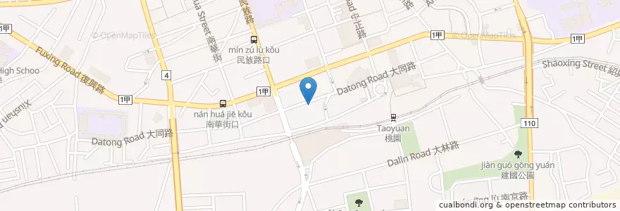 Mapa de ubicacion de 天下好吃牛肉麵 en 타이완, 타오위안 시, 타오위안 구.