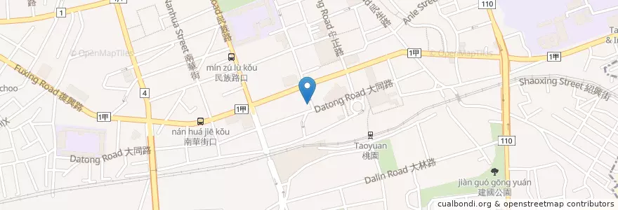 Mapa de ubicacion de 瑞元麵食 en Taiwan, 桃園市, 桃園區.