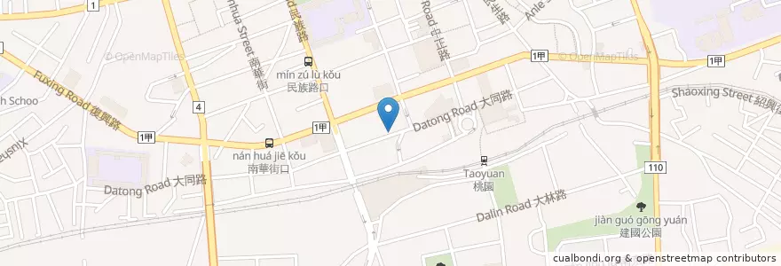 Mapa de ubicacion de 盧卡斯炭烤牛排 en Taiwan, 桃園市, 桃園區.