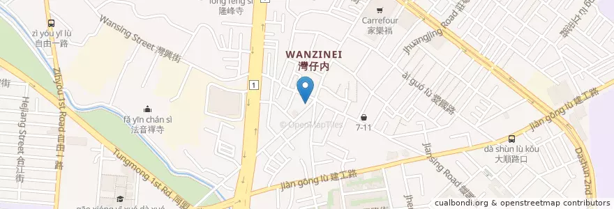 Mapa de ubicacion de 品新疆手工拉麵 en Taiwán, Kaohsiung, 三民區.