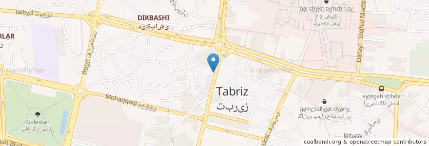Mapa de ubicacion de پلیس en イラン, 東アーザルバーイジャーン, شهرستان تبریز, بخش مرکزی شهرستان تبریز, تبریز.