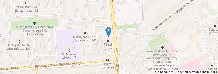 Mapa de ubicacion de Будь здоров! en Russland, Föderationskreis Zentralrussland, Oblast Woronesch, Городской Округ Воронеж.