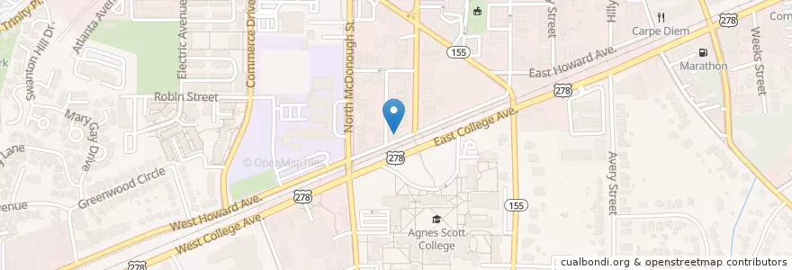 Mapa de ubicacion de Decatur School of Ballet en 美利坚合众国/美利堅合眾國, 喬治亞州, Dekalb County, Decatur.