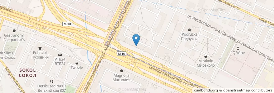 Mapa de ubicacion de Совкомбанк en Russia, Distretto Federale Centrale, Москва, Северный Административный Округ, Район Сокол, Район Аэропорт.