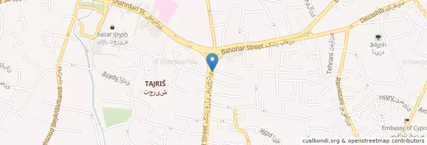 Mapa de ubicacion de ایستگاه تاکسی چهارراه پاسداران en Iran, Téhéran, شهرستان شمیرانات, Téhéran, بخش رودبار قصران.
