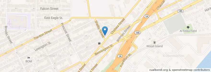 Mapa de ubicacion de Melo's Cafe en Estados Unidos Da América, Massachusetts, Suffolk County, Boston.